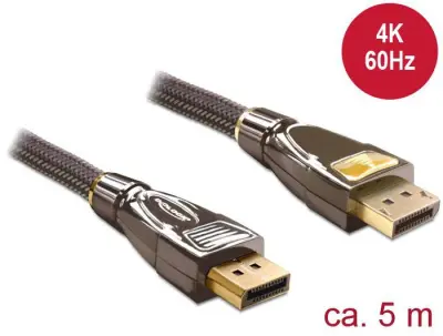 Delock DisplayPort priključni kabel DisplayPort  vtič\, DisplayPort  vtič 5.00 m antracitna 82773  DisplayPort kabel