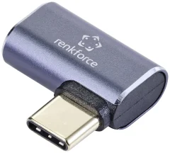 Renkforce USB4® adapter [1x USB4® vtičnica - 1x ženski konektor USB-C®]  90° kotni levo\, aluminijasti vtič
