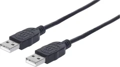 Manhattan USB kabel USB 2.0 USB-A vtič\, USB-A vtič 1.00 m črna zaščita iz folije\, UL-certificirano\, pozlačeni konektorji 353892