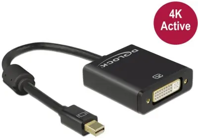 Delock Mini-DisplayPort/DVI adapterski kabel mini DisplayPort vtič, DVI-I 24+5-polna vtičnica 0.2 m črna 62603 pozlačeni konektorji DisplayPort kabel