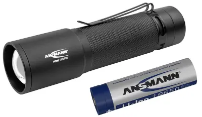 Svetilka T600FRB vključno z Li-Ion baterijo 18650 3400 mAh z mikro-USB vtičnico za polnjenje Ansmann T600FRB LED žepna svetilka baterijsko, akumulator