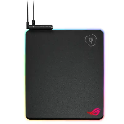 Asus ROG Balteus QI igralna podloga za miško osvetljen, brezžično polnjenje črna, rdeča-rumena-modra (ŠxVxG) 370 x 7.9 x 320mm Asus ROG Balteus QI igr