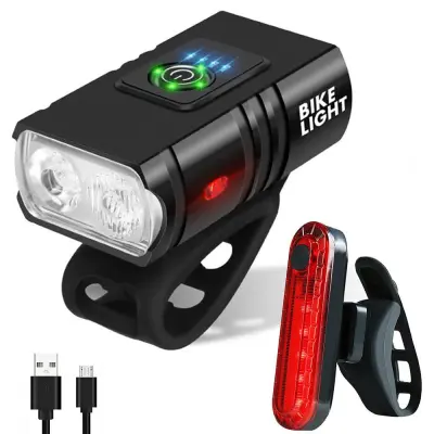 Set akumulatorske kolesarske svetilke 6 CREE LED + zadnja luč