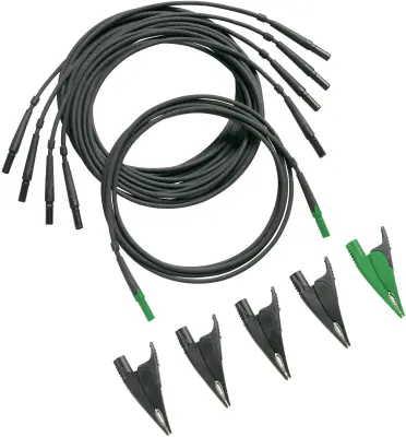 Varnostni-merilni kabelski komplet [ lamelni vtič 4 mm\, krokodil sponka - lamelni vtič 4 mm] črne barve\, Grün Fluke TLS430