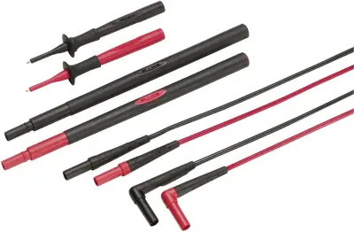 Varnostni-merilni kabelski komplet [ testna konica\, lamelni vtič 4 mm - vtičnica 4 mm\, lamelni vtič 4 mm] rdeče barve\, črne barve Fluke TL238