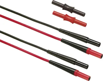 Varnostni-merilni kabelski komplet [ lamelni vtič 4 mm - lamelni vtič 4 mm] 150 cm črne barve\, rdeče barve Fluke TL221