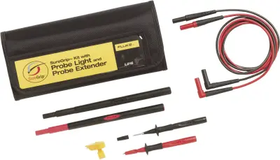 Varnostni-merilni kabelski komplet [ testna konica\, lamelni vtič 4 mm - lamelni vtič 4 mm] rdeče barve\, črne barve Fluke L215