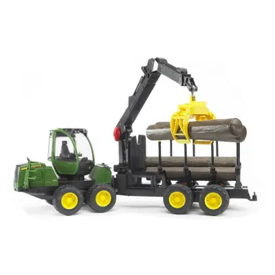 BRUDER John Deere traktor z nakladalko in prikolico za hlode
