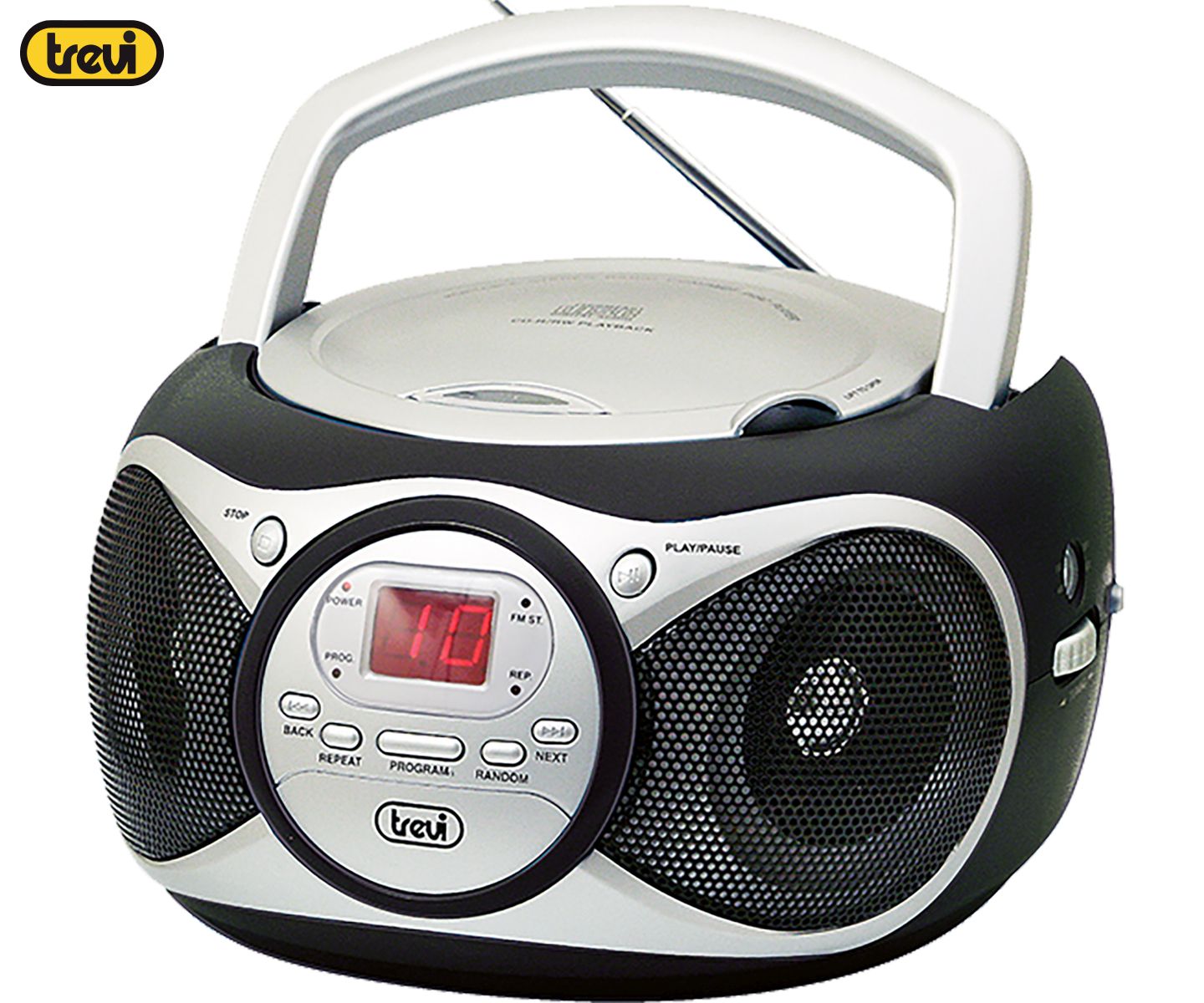 Trevi CD 512 Boombox FM Radio, AUX, LCD zaslon, antena, radijski in CD predvajalnik črn