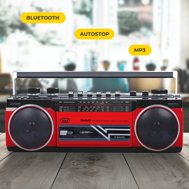 Trevi RR 501 BT Stereo Boombox - Draagbaar - Bluetooth, USB, SD, Cassette - Blauw