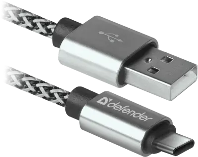 Defender Kabel USB09-03T PRO USB2.0 Sivi, USB AM-Type-C, 1m, 2.1A