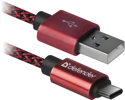 Defender Kabel USB09-03T PRO USB2.0 Rdeči, USB AM-Type-C, 1m, 2.1A