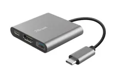TRUST MULTIPORT DALYX 3/1 USB-C adapter aluminij