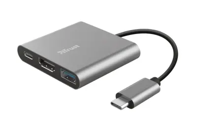 TRUST MULTIPORT DALYX 3/1 USB-C adapter aluminij