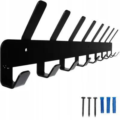 Črni stenski obešalnik – kljuke 48cm za obešanje 17x