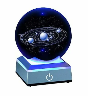 LED RGB 3D lasersko graviran solarni sistem touch kristal K9
