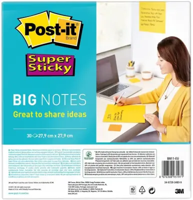 Blok tix super sticky 27,9 x 27,9 cm 30 listov BN11 rumen Post-it