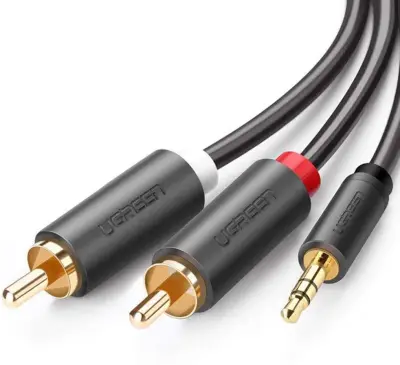 UGREEN AV102 2x RCA kabel (činč) jack 3,5 mm 2m (črn)