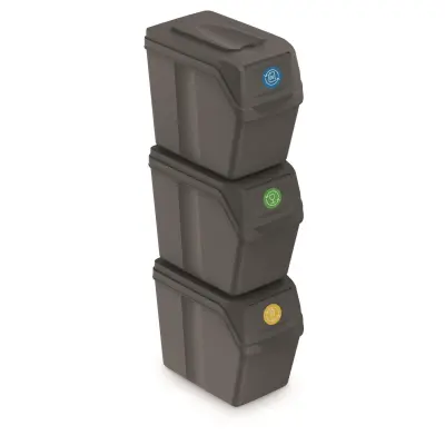 Set 3x 20L košev za ločevanje odpadkov Sortibox sivi