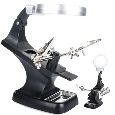 10 LED povečevalno steklo za spajkanje – tretja roka in držalo USB