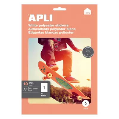 APLI Vrem. odp. nalepke, bele, 210 x 297 mm INKJET, 1/stran, 10 listov