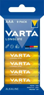 Micro baterija (AAA) alkalno-manganova Varta Longlife LR03 1.5 V 8 kosov