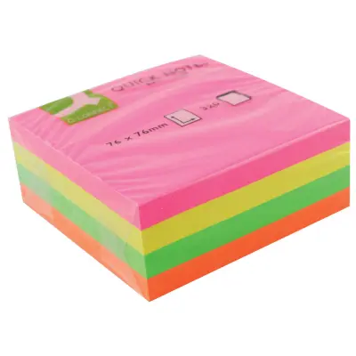 Kocka samolepilnih lističev neon re-move 76mm x 76mm 400l 940554
