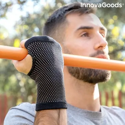 Zapestni trak z nitmi iz bakra in bambusovega oglja wristcare innovagoods, l/xl