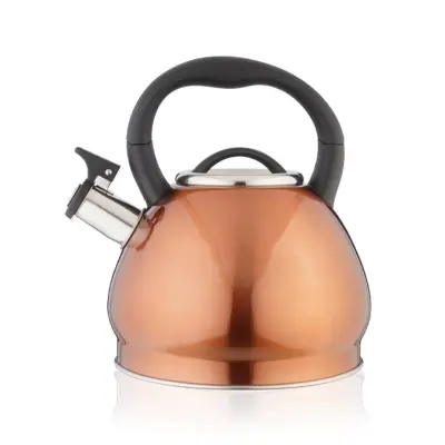 Čajnik s črnim ročajem  3l / bakrena barva / indukcija / inox, pvc