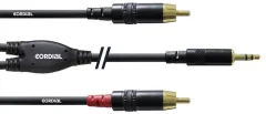 Prisrčen 3 m priključek REAN 3\,5 mm / 2x RCA Y-kabel Kabel Cordial\, 3 m\, REAN banana 3\,5 mm/2 x CINCH