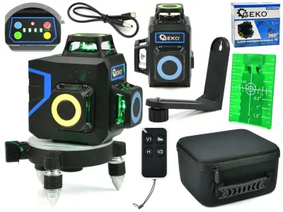 Akumulatorski zeleni 12 linijski gredbeni laserski nivelir + daljinski upravljalec