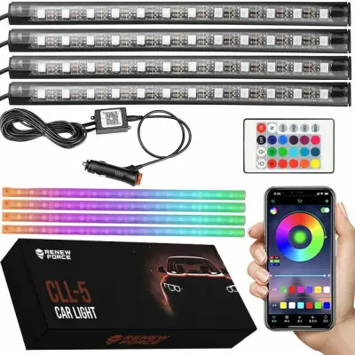 4x LED RGB trak za osvetlitev notranjosti vozil 12V + daljinec in aplikacija