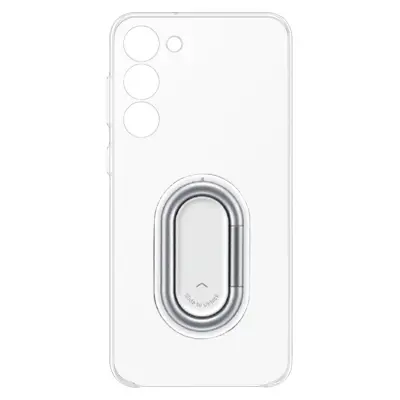 Uradni ovitek za Galaxy S23 Plus s snemljivim držalom za obrocek, trdo zadnjo stranjo in mehkim robom, prozoren pripomocek - prozoren