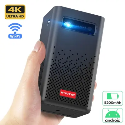 BYINTEK P20 3D LED DLP Android, Wifi, BT5.0, 2/32GB, HD 1080P Max. 4K, HDMI-IN prenosni mini projektor - z etuijem in stojalom