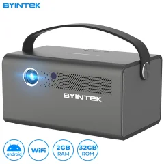 BYINTEK R17 PRO 3D LED DLP Android, WiFi, BT5.0, 2GB + 32GB, baterija, 750 lumnov, dvojni zvočniki, max. 4K UHD, HDMI prenosni mini projektor srebrn