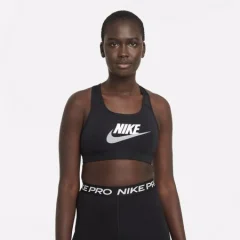 Nike Graphic Swoosh Dri-FIT Women's Sports Bra, Black/White/Grey