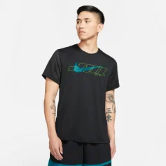 Nike Sport Clash Short Sleeve Shirt, Black/Green Abyss