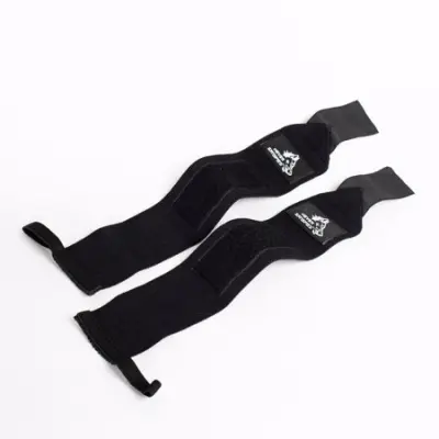 NEVER SATISFIED trakovi za pomoč pri dvigovanju uteži (powerlifting straps) Black