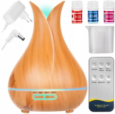 220V RGB LED izparjevalnik in difuzor 400ml + eterična olja in daljinec