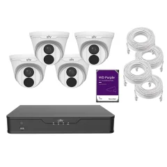 UNIVIEW, video nadzorni sistem – komplet vsebuje snemalnik, 4x Full HD 4MP kamera, 1TB WD PURPLE trdi disk in 4x 20m UTP kabl