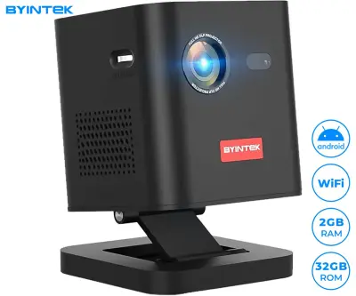 BYINTEK P19 3D LED DLP Android, WiFi, Bluetooth, 2GB+32GB, baterija, max 4K UHD, HDMI prenosni projektor + vgrajeno stojalo + torbica