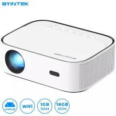 BYINTEK K45 Full HD 1080p, Android, WiFi, Bluetooth, 700 ANSI lumnov, dvojni zvočniki, max. 4K UHD, HDMI prenosni LED projektor bel