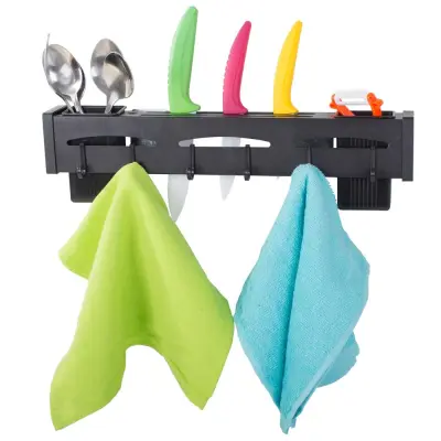 Močno kovinsko stensko držalo za nože in organizer 40cm