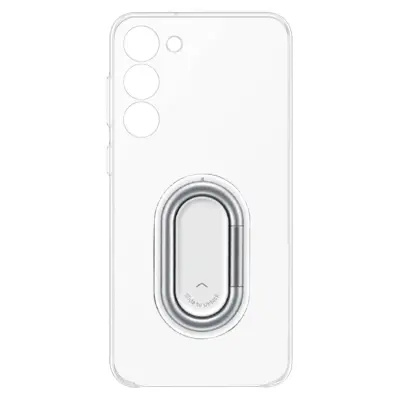 Uradni ovitek za Samsung S23 s snemljivim držalom za obrocek, trdo hrbtno stranjo in mehkim robom, prozoren pripomocek - prozoren