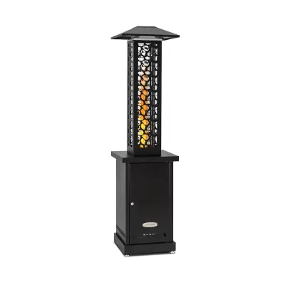 blumfeldt Heat Hunter, terasni grelnik na pelete, 12,2 kW, prenosen, kaljeno jeklo, črna