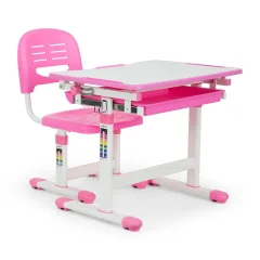 OneConcept Annika otroška pisalna miza, dvodelni set, miza, stol, višinsko nastavljiva