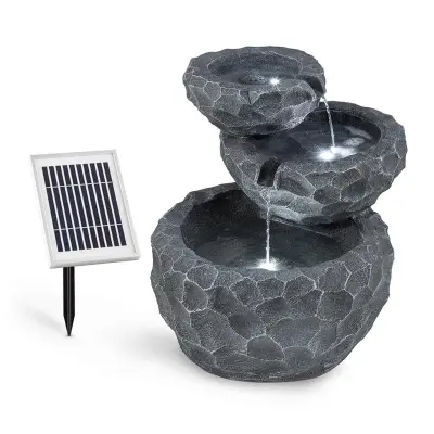 Blumfeldt Murach kaskadni vodnjak, obratovanje na akumulator, 2 W, solarna plošca, 3 LED luci