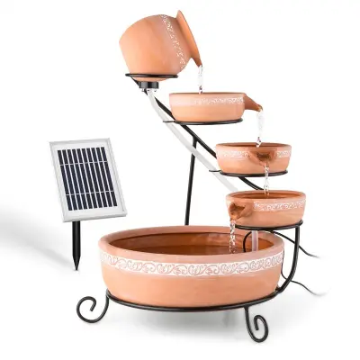Blumfeldt Empoli, kaskadni vodnjak, terakota, 5 nivojev, 200l/h, solarna, 2 W, LED
