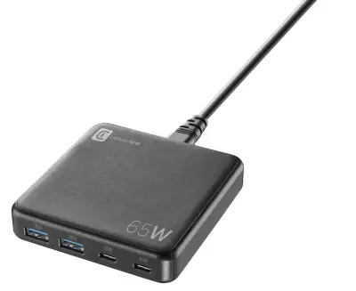 CELLULARLINE Hišni polnilec 65W, 4xUSB 2xUSB-C, 2xUSB