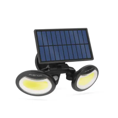 COB LED solarni reflektor 8W 500lm s senzorjem gibanja s 2 vrtljivima glavama in 3 načini delovanja